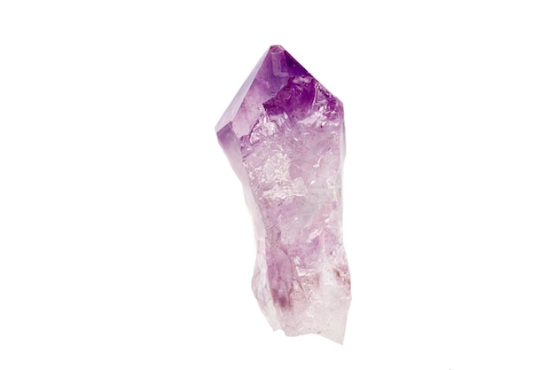 Macro stone mineral amethyst on a white background