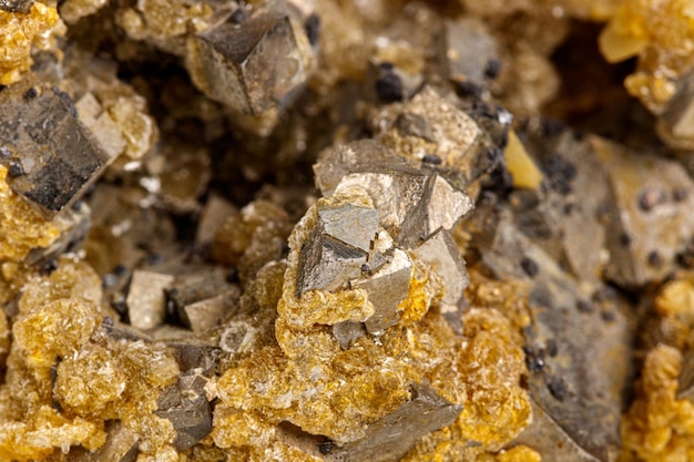 Macro stone mineral Arsenopyrite on a white background