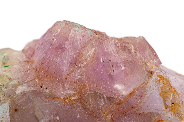 Macro stone mineral fluorite baryte on a white background