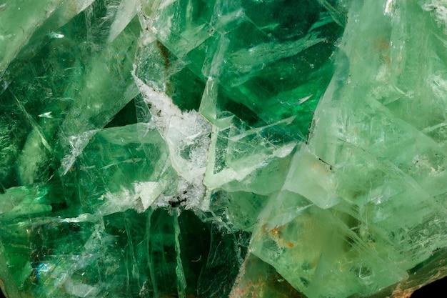 Macro stone mineral Fluorite on a black background