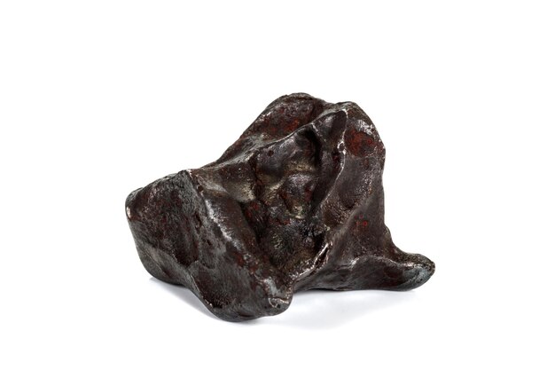 Macro stone mineral meteorite tektite on white background