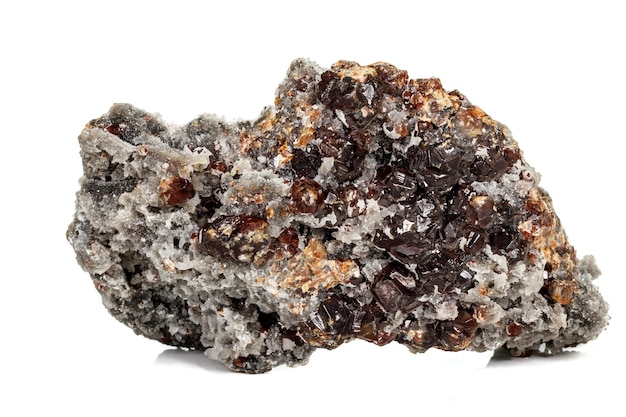 Macro stone mineral Sphalerite on a white background