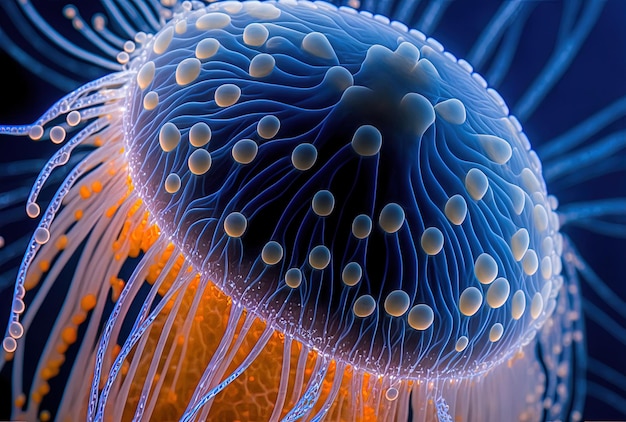 Macro of a stunning mastigias papua jellyfish