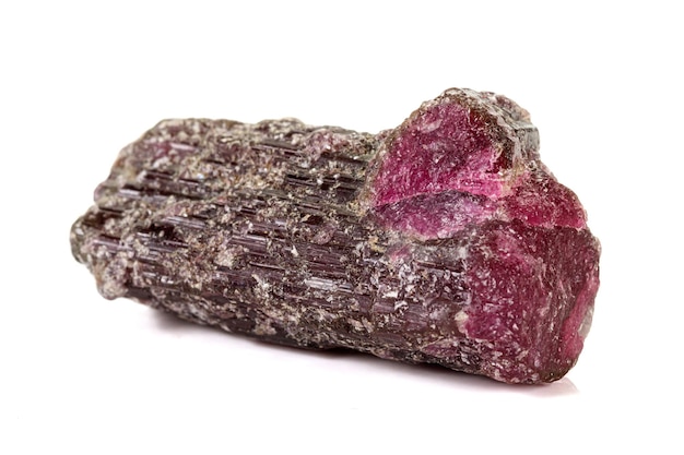 Macro tourmaline mineral stone on white background