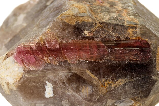 Macro tourmaline mineral stone on white background