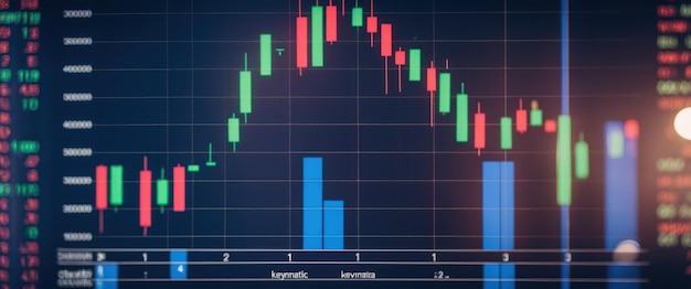 Photo macro view of a digital financial chart showing market trends and data analysis