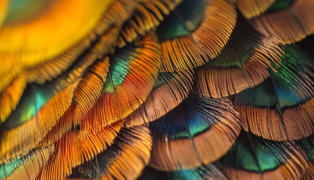 Photo macro view of peacock feathers