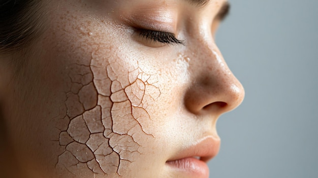 Macro View of Woman with Dry Skin