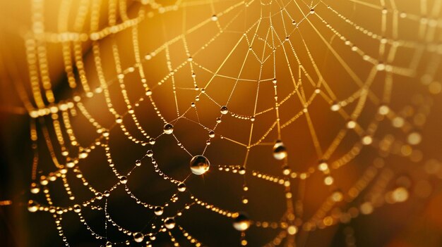 Photo macro water droplets on spider web nature photo