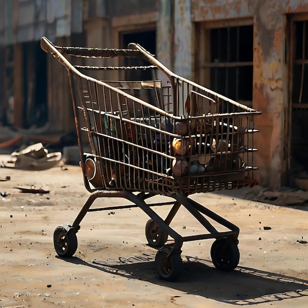 mad max style Shopping cart in a post apocalyptic future gnearayted by AI