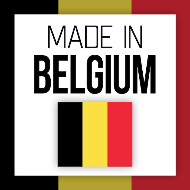 Made in Belgium label, illustration with national flag