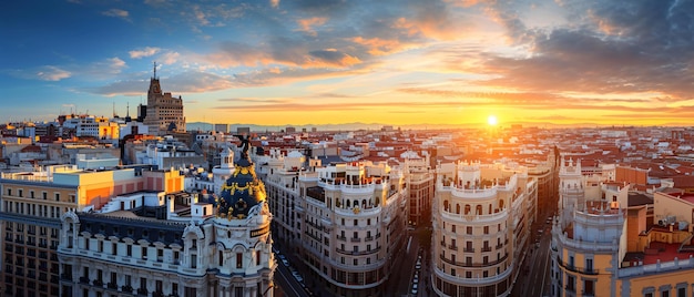 Madrid City Beautiful Panorama Sun Rise view