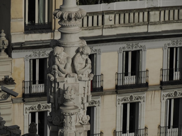 Madrid City Hall, Communications Palace architecture landmark, view from above during a sunny day in Spain.