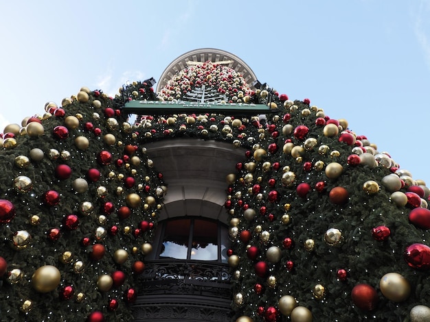 madrid illuminated christmas tree in Canalejas gallery in morning