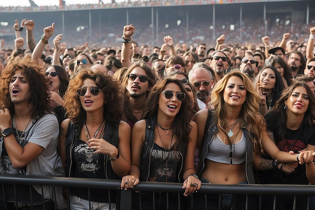 Photo madrid june 30the crowd in a concert at download heavy metal music festival on june 30madridspain