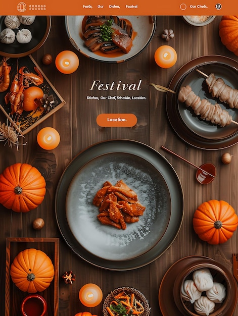 Photo magazine layout web with paper lantern figma effect traditio autumn theme layout idea designs