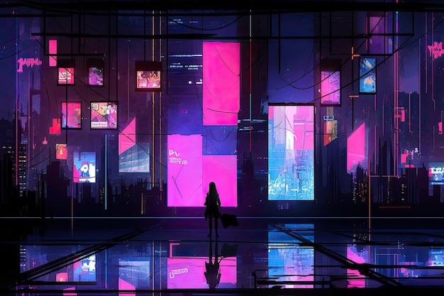 Magenta and Cyan Infused Dystopian Cyberpunk 70s Echoes Illuminating the Filmic Canvas