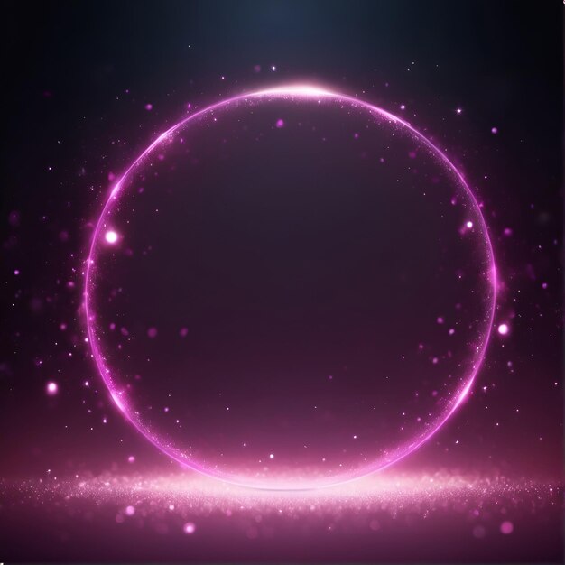 Magenta gradient dark empty circle with shiny stars and bokeh effect fantastic magic texture