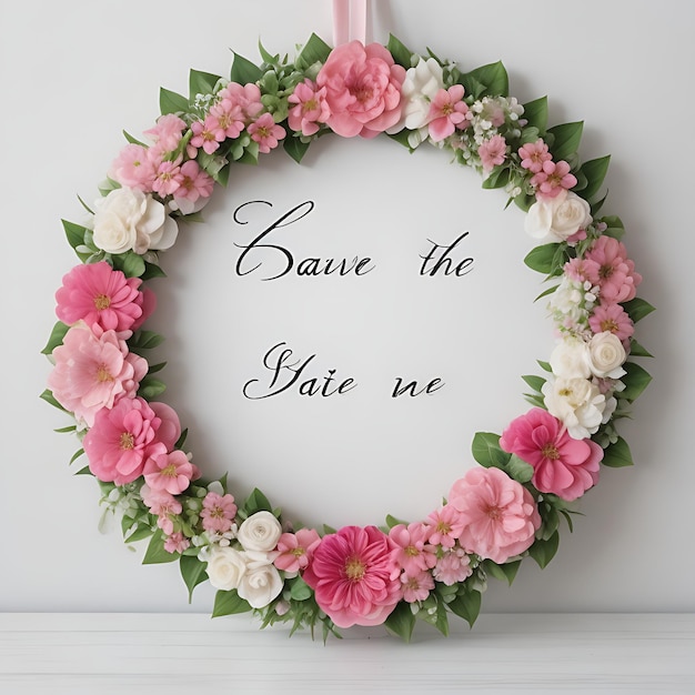 magenta Pastel Floral Wreath Save the Date with Watercolor Elegance