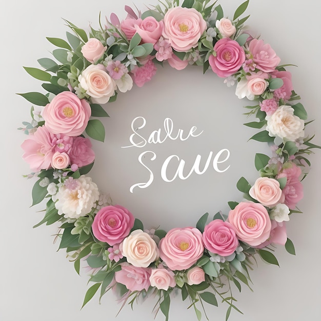 magenta Pastel Floral Wreath Save the Date with Watercolor Elegance