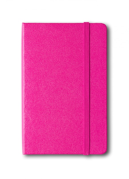 Magenta pink closed notebook isolated