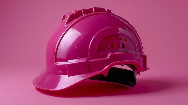 Magenta Safety Helmet on Flat Background