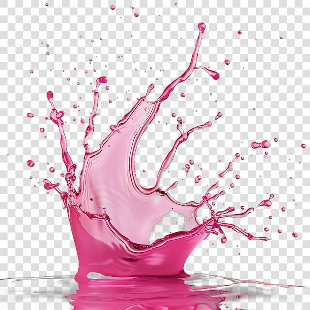 Magenta splash of liquid with drops