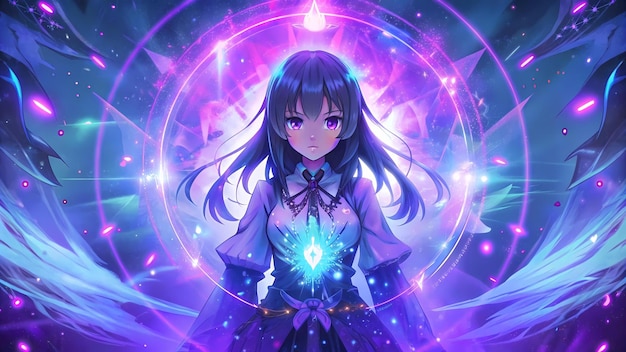 Photo magic anime girls shrouded in magic and mystery play an aura of magic