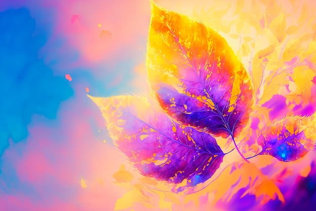 Magic art wallpaper colorful flower on neon nature background Generative AI