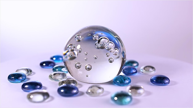 A magic ball for divination blue glass ball closeup