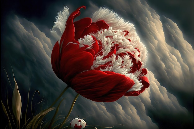 Magic big velvet tulip wallpaper 3D illustration