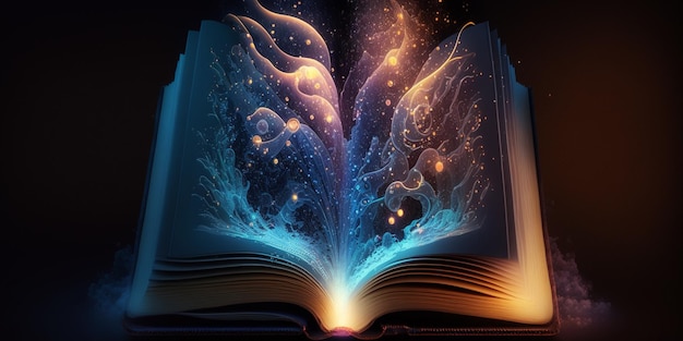 Magic book created with generative ai technology high quality illustration