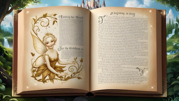 Magic Book Open Book Fairy tale and stories book Fairyland book with a magical castle