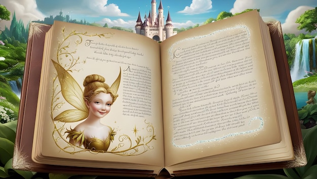 Magic Book Open Book Fairy tale and stories book Fairyland book with a magical castle