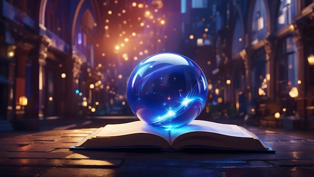 magic book with space and sparkle lights