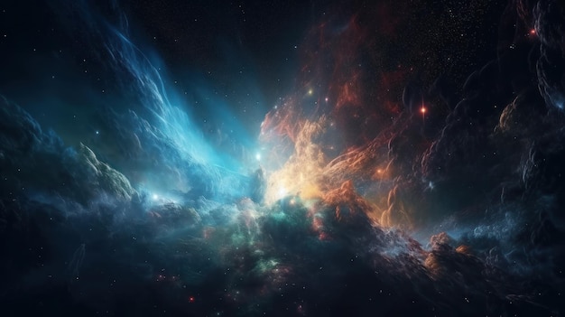 Magic color galaxy space background Illustration Generative AIxA