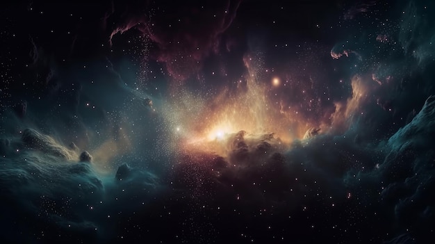 Magic color galaxy space background Illustration Generative AIxA