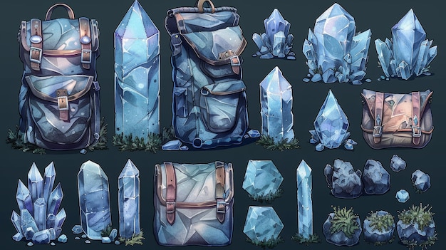 A magic crystal and an adventure bag are two resources for fantasy games