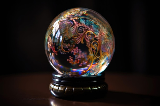 Magic crystal ball filled with swirling colors and patterns created with generative ai