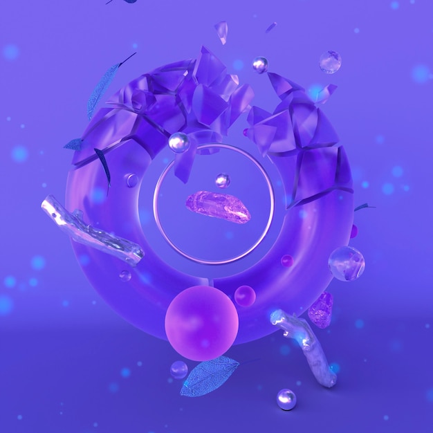 magic crystal purple abstract glass 3D illustration 3D rendering