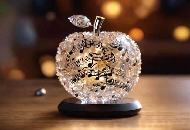 Magic glass Apple with Music notes Shiny amp sparkling