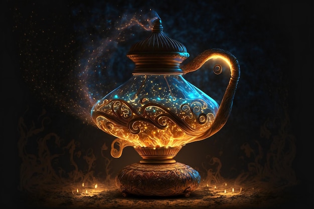 A magic lamp creative digital illustration painting