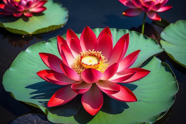 Magic Lotus flower at red