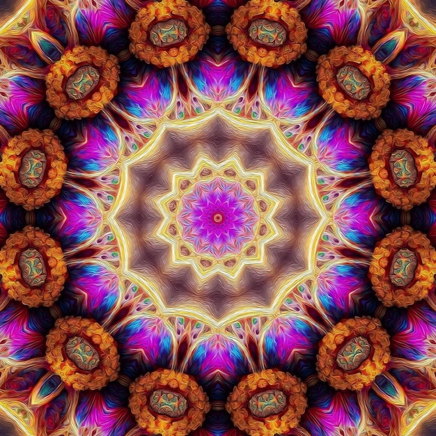 Magic mystic mandala Esoteric geometric fractal Kaleidoscopic background