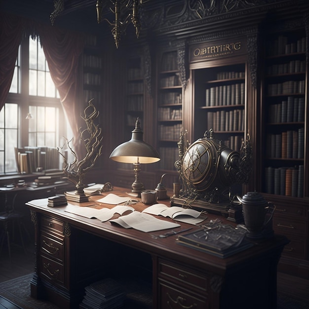 magic old secretary's office illustration cinematic