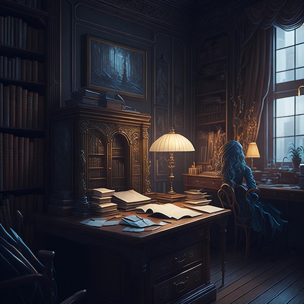 magic old secretary's office illustration cinematic