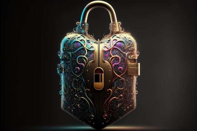 Magic padlock mystical lock digital illustration AI