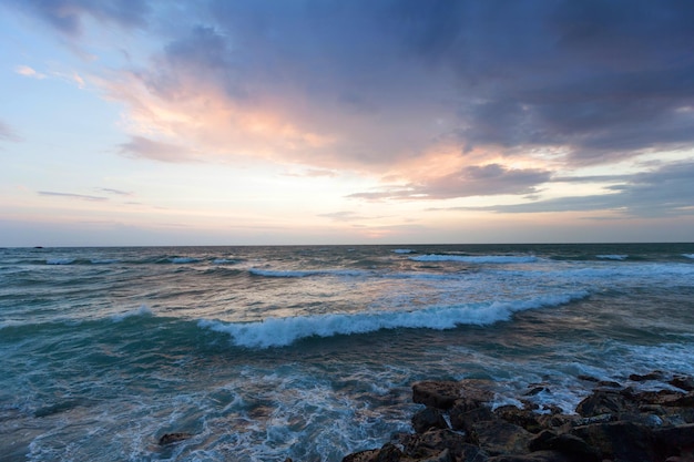 Magic purple sunrise over ocean