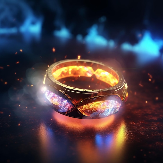 Photo magic ring with electricity around dungeons and dragons style