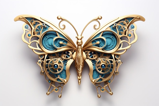 Magic Steampunk Fantasy Butterfly Isolated Design Element Generative AI